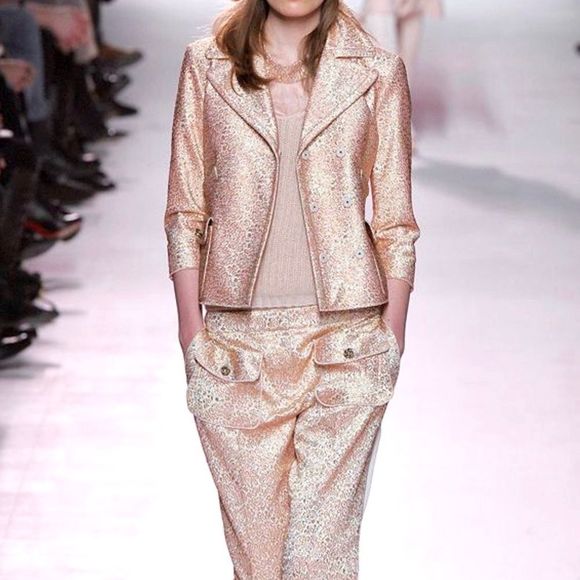 Nina Ricci Gold Rose Jacquard Print Jacket 10 NWT - Picture 2 of 7